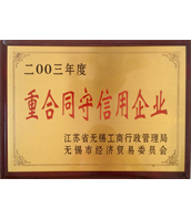 陆通被评为2003度重合同守信用企业